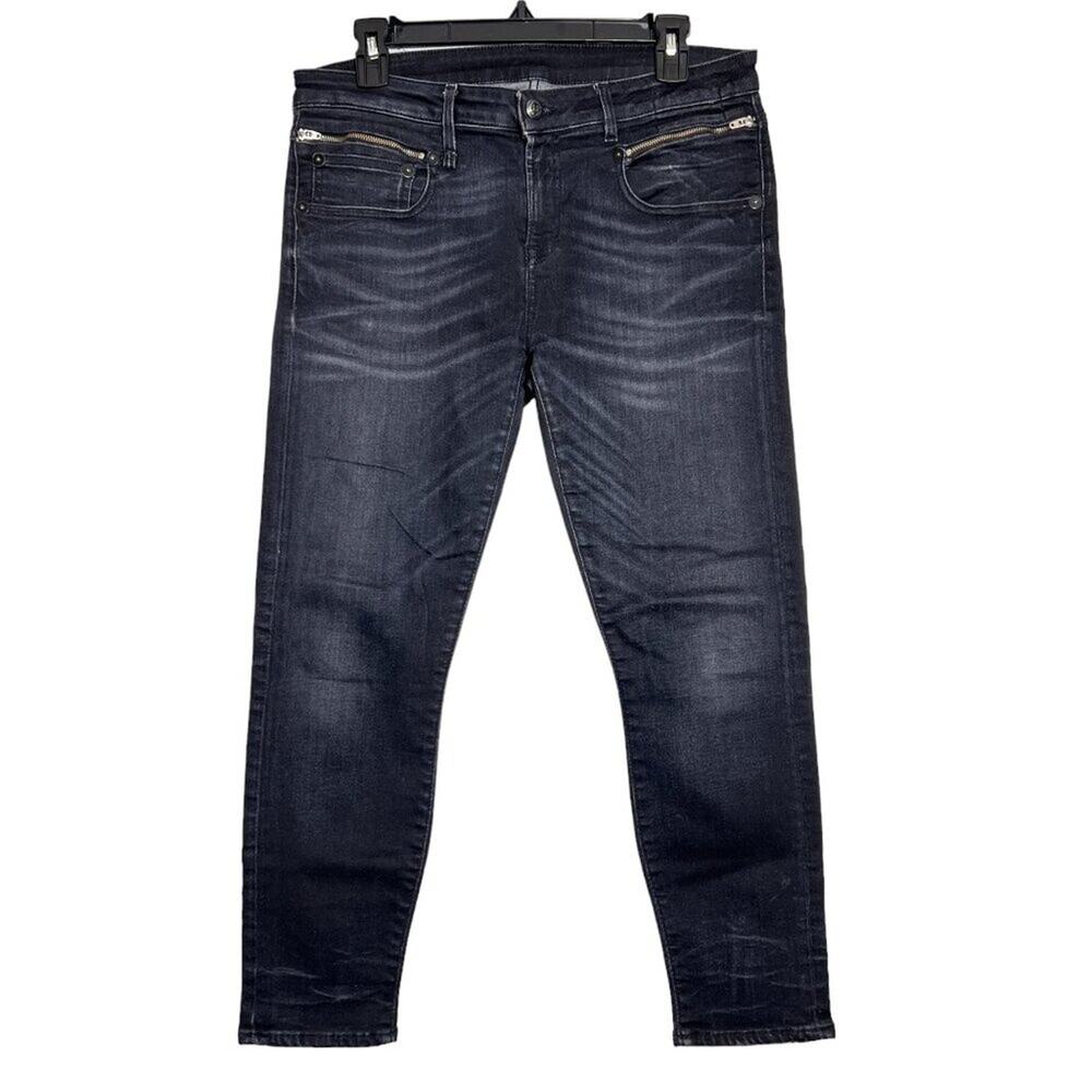 R13 Stardust Moto Cropped Pant 29 Washed Black Rebel Jean Soft Denim Bottoms